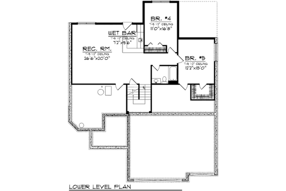 Floor Plan - Lower Floor for European House Plan #70-992 - 5 bed, 3 bath