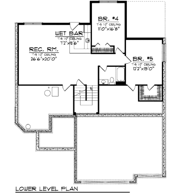 House Blueprint - European Floor Plan - Lower Floor Plan #70-992