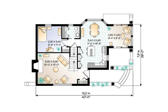 Floor Plan - Main Floor for Country House Plan #23-218 - 3 bed, 2.5 bath