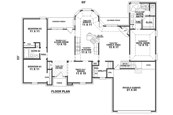 Floor Plan - Main Floor for European House Plan #81-300 - 3 bed, 2 bath
