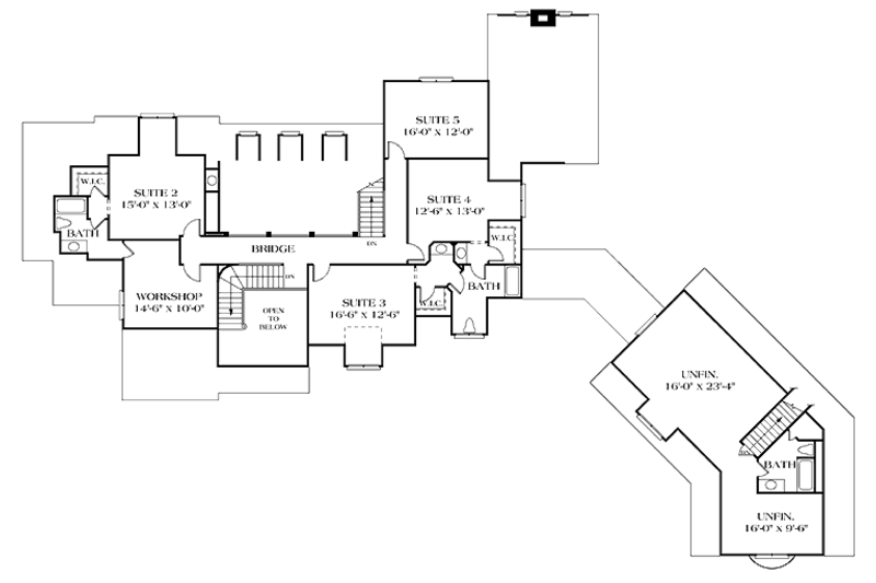 Dream House Plan - Floor Plan - Upper Floor for Country House Plan #453-239 - 5 bed, 4 bath