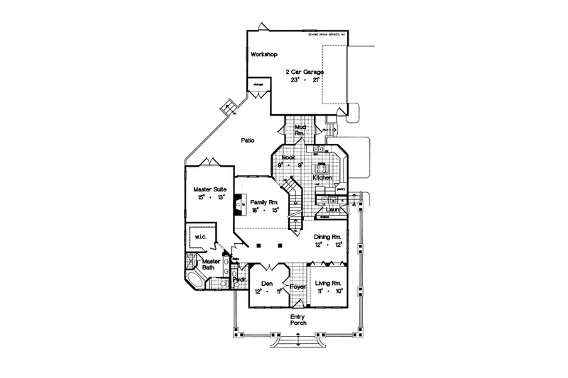 House Blueprint - Floor Plan - Main Floor for Country House Plan #417-739 - 3 bed, 2.5 bath