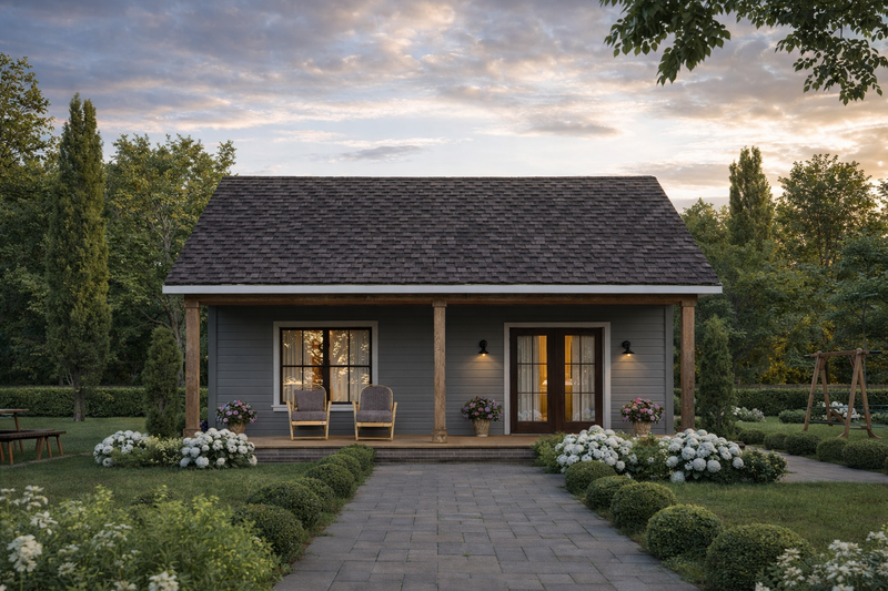House Plan Design - Exterior - Rear Elevation for Farmhouse House Plan #1117-42 - 2 bed, 2 bath