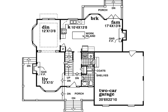 Floor Plan - Main Floor for Farmhouse House Plan #47-943 - 3 bed, 2.5 bath