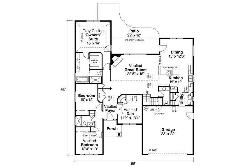 House Plan Design - Floor Plan - Main Floor for Country House Plan #124-1034 - 3 bed, 2.5 bath