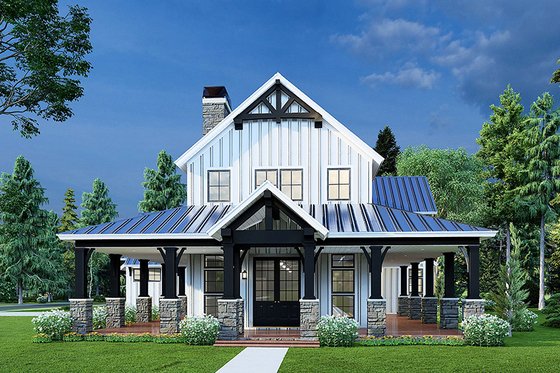 Exterior - Front Elevation 3 for Country House Plan #923-231 - 3 bed, 4 bath