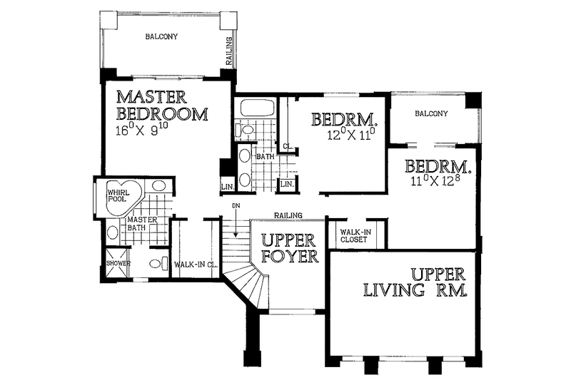 Dream House Plan - Floor Plan - Upper Floor for Mediterranean House Plan #72-939 - 3 bed, 2.5 bath