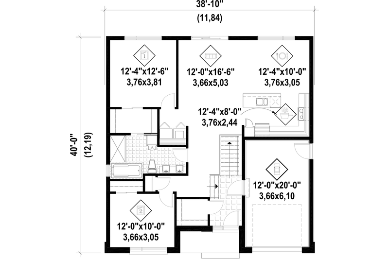 House Design - Floor Plan - Main Floor for Contemporary House Plan #25-4371 - 2 bed, 1 bath