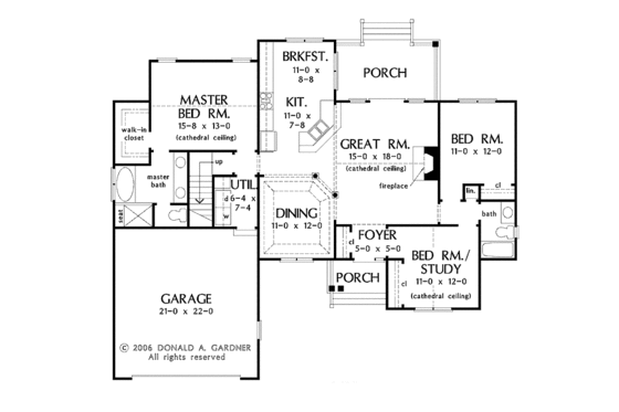 Floor Plan - Main Floor for Traditional House Plan #929-880 - 3 bed, 2 bath