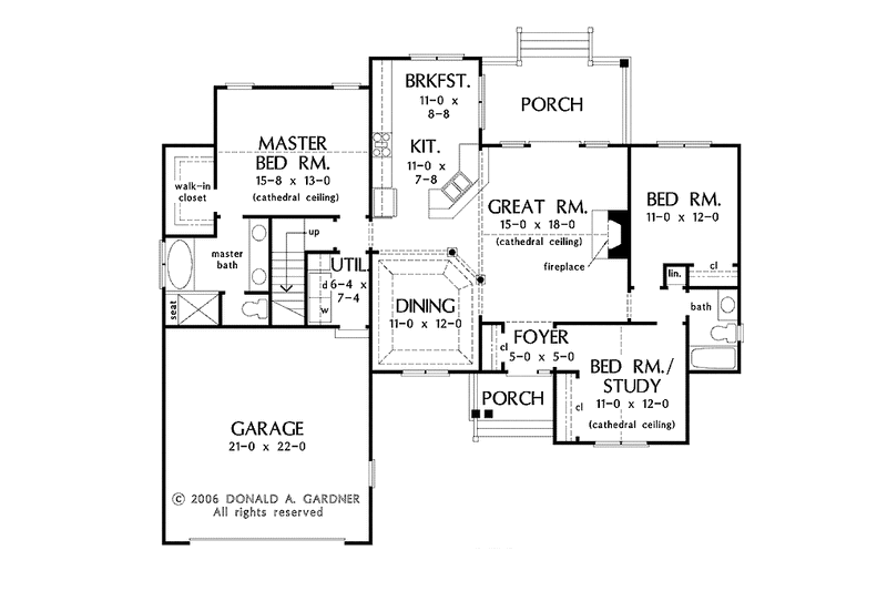 Home Plan - Floor Plan - Main Floor for Traditional House Plan #929-880 - 3 bed, 2 bath