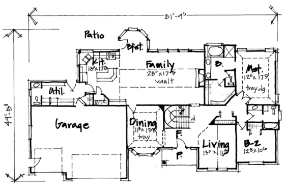 Floor Plan - Main Floor for European House Plan #308-211 - 5 bed, 3.5 bath