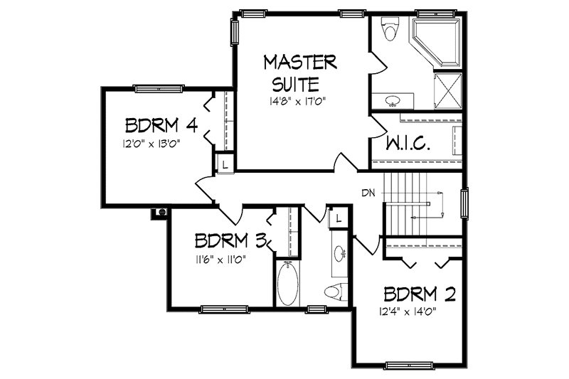 Home Plan - Floor Plan - Upper Floor for Country House Plan #320-1457 - 4 bed, 2.5 bath