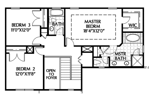 House Design - Colonial Floor Plan - Upper Floor Plan #999-80