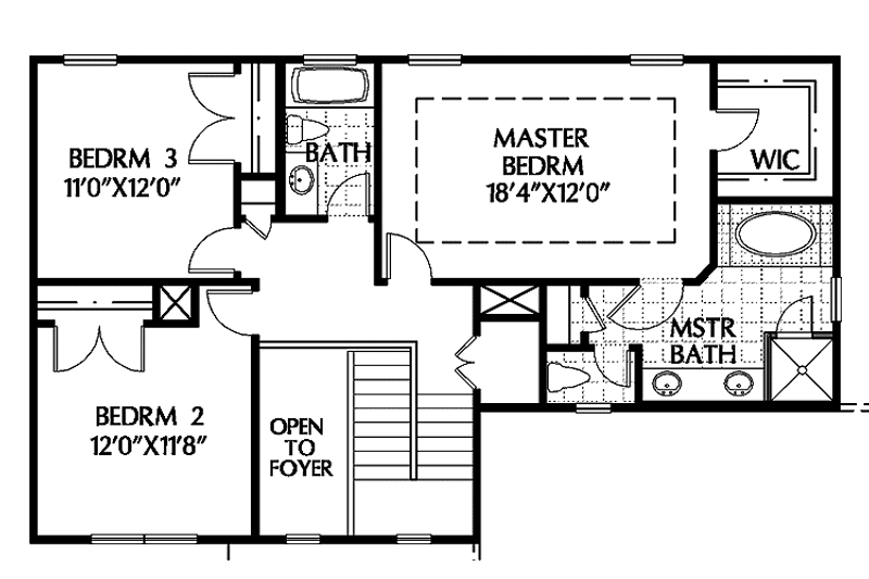 Home Plan - Floor Plan - Upper Floor for Colonial House Plan #999-80 - 3 bed, 2.5 bath