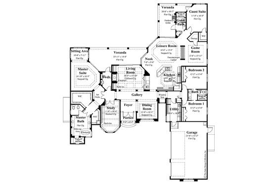 Floor Plan - Main Floor for Mediterranean House Plan #930-301 - 4 bed, 3.5 bath