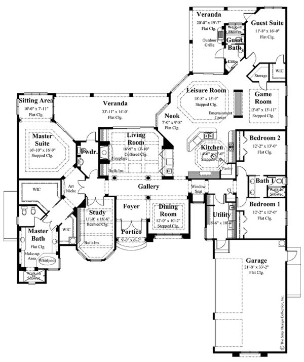 Architectural House Design - Mediterranean Floor Plan - Main Floor Plan #930-301