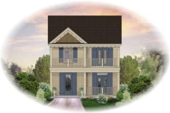 Exterior - Front Elevation for Colonial House Plan #81-1371 - 4 bed, 2.5 bath