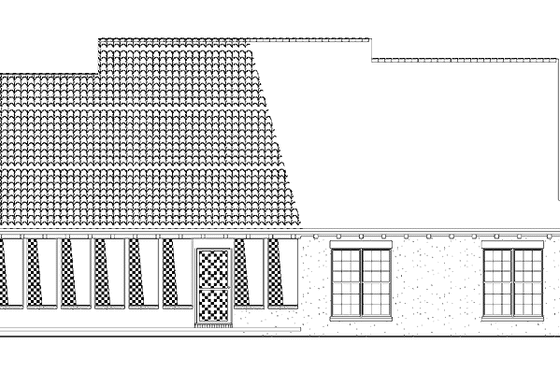 Exterior - Rear Elevation for Mediterranean House Plan #17-2919 - 3 bed, 2 bath