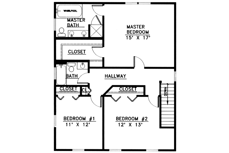 Home Plan - Floor Plan - Upper Floor for Colonial House Plan #978-2 - 3 bed, 2.5 bath