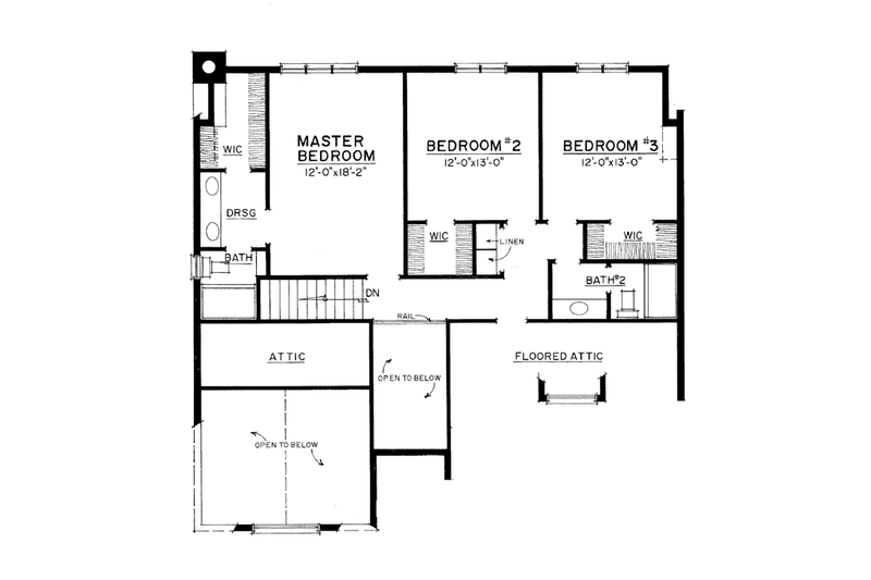 House Blueprint - Floor Plan - Upper Floor for Colonial House Plan #1016-105 - 3 bed, 2.5 bath