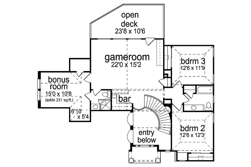 Dream House Plan - Floor Plan - Upper Floor for Mediterranean House Plan #84-713 - 3 bed, 3.5 bath
