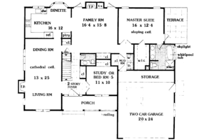Floor Plan - Main Floor for Country House Plan #3-235 - 5 bed, 2.5 bath