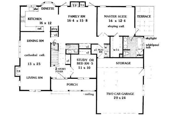Floor Plan - Main Floor for Country House Plan #3-235 - 5 bed, 2.5 bath
