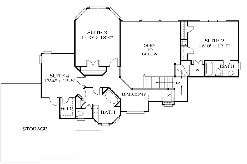 Dream House Plan - Floor Plan - Upper Floor 1 for European House Plan #453-146 - 4 bed, 3.5 bath