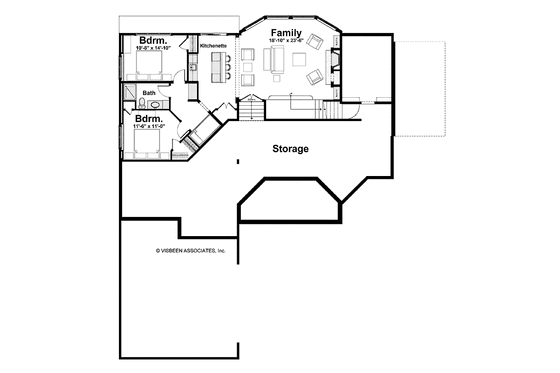 Floor Plan - Lower Floor for Craftsman House Plan #928-218 - 4 bed, 3 bath