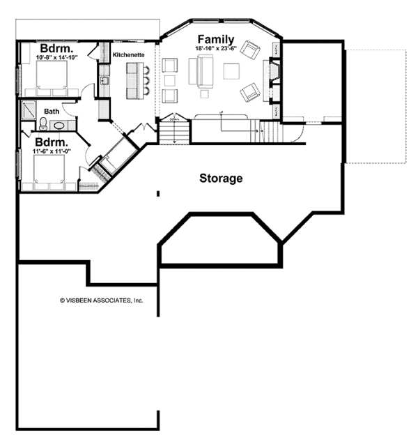 Craftsman Floor Plan - Lower Floor Plan #928-218