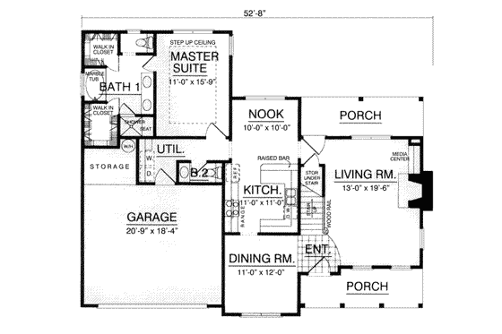 Floor Plan - Main Floor for Traditional House Plan #40-172 - 4 bed, 2.5 bath