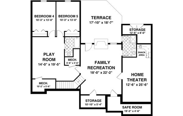 Craftsman Floor Plan - Lower Floor Plan #56-631