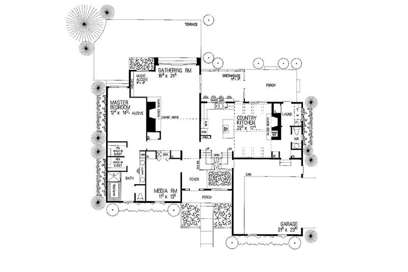 Home Plan - Floor Plan - Main Floor for Country House Plan #72-855 - 4 bed, 2.5 bath
