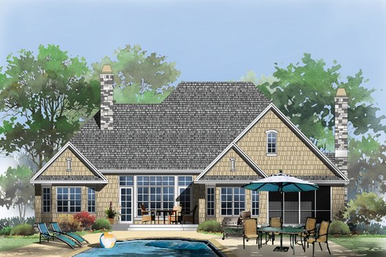 Exterior - Rear Elevation 1 for Craftsman House Plan #929-949 - 4 bed, 3 bath