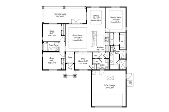 Floor Plan - Main Floor for Farmhouse House Plan #938-142 - 4 bed, 2 bath