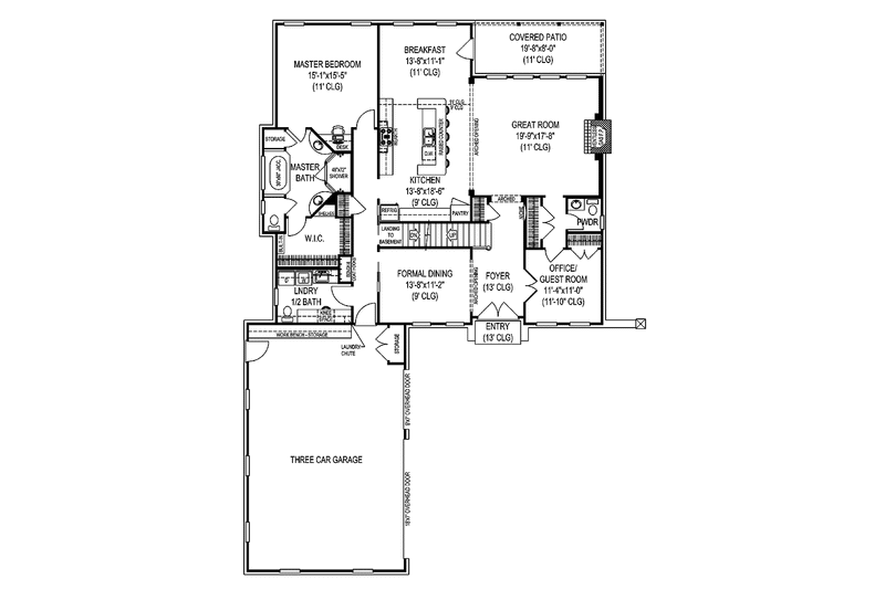 Home Plan - Floor Plan - Main Floor for Contemporary House Plan #11-273 - 4 bed, 2 bath