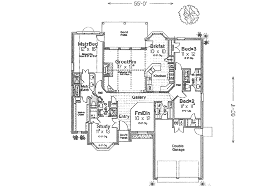 Floor Plan - Main Floor for European House Plan #310-412 - 4 bed, 3 bath