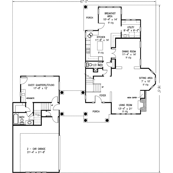 Bungalow Floor Plan - Main Floor Plan #410-268
