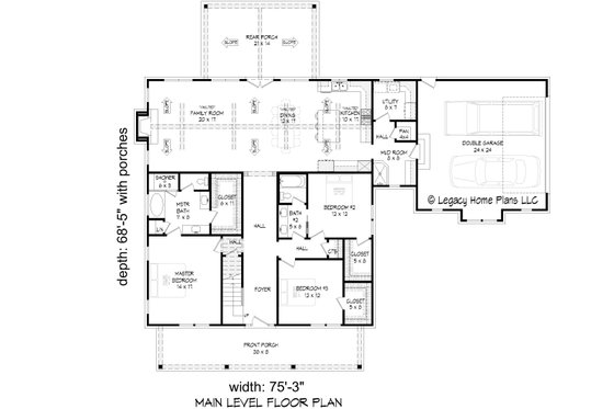 Floor Plan - Main Floor for Country House Plan #932-707 - 3 bed, 2 bath