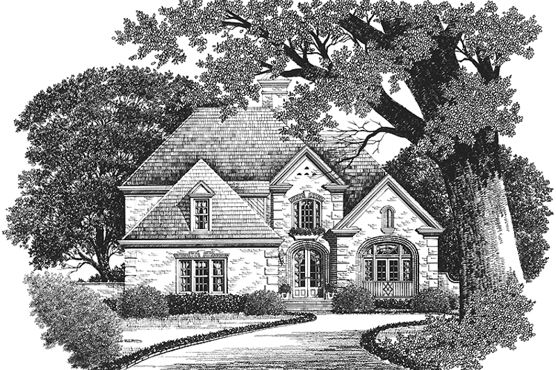 Home Plan - Exterior - Front Elevation 3 for European House Plan #429-58 - 4 bed, 3.5 bath