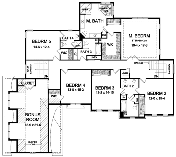 House Design - Classical Floor Plan - Upper Floor Plan #328-413