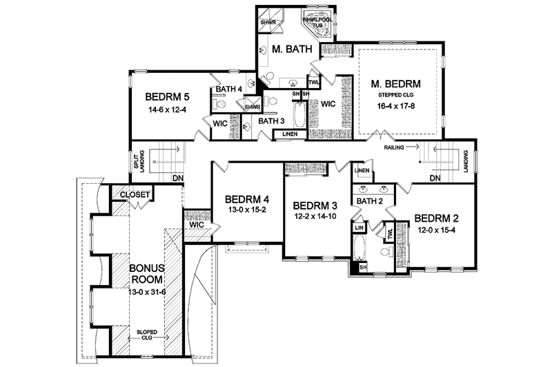 Home Plan - Floor Plan - Upper Floor for Classical House Plan #328-413 - 5 bed, 4.5 bath