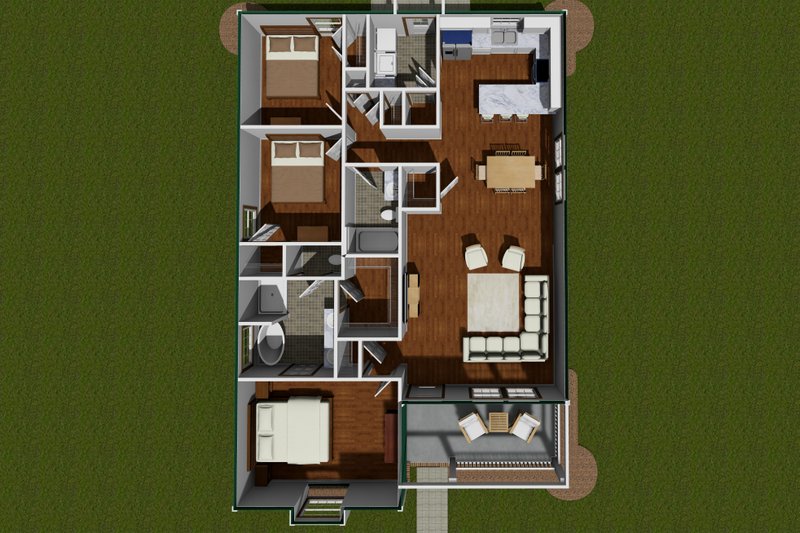 Dream House Plan - Floor Plan - Main Floor for Craftsman House Plan #20-1887 - 3 bed, 2 bath