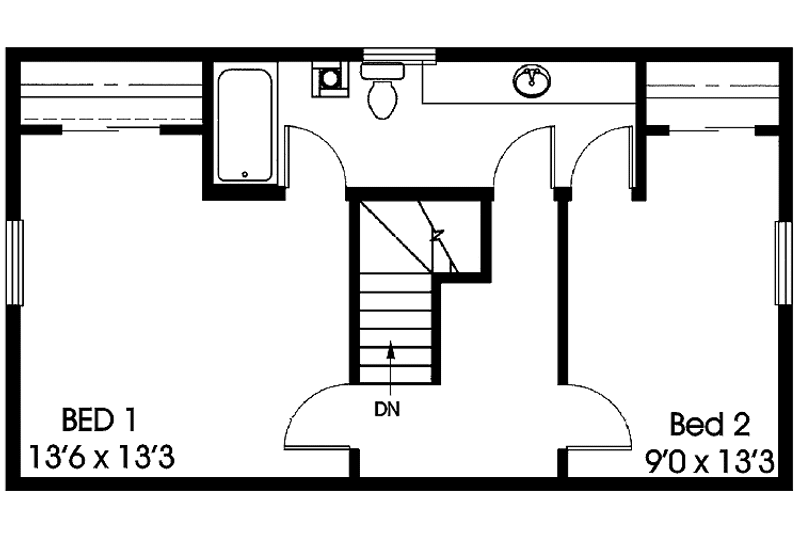 House Plan Design - Floor Plan - Upper Floor for Traditional House Plan #60-894 - 2 bed, 1.5 bath