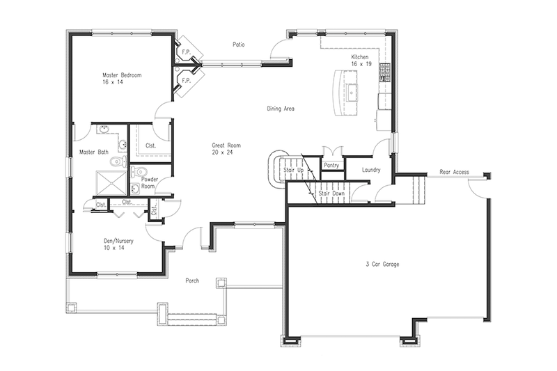 Home Plan - Floor Plan - Main Floor for Craftsman House Plan #1063-1 - 4 bed, 3.5 bath