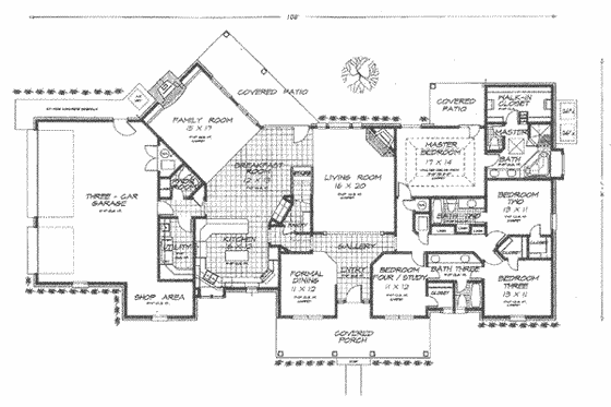 Floor Plan - Main Floor for Country House Plan #310-497 - 4 bed, 3.5 bath