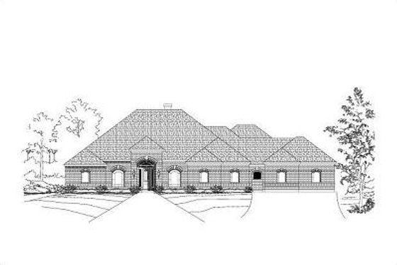Exterior - Front Elevation for European House Plan #411-386 - 4 bed, 3.5 bath
