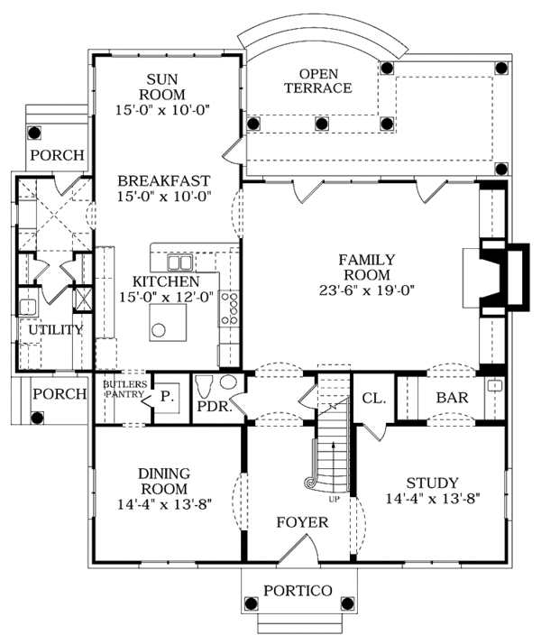 Architectural House Design - Country Floor Plan - Main Floor Plan #453-371
