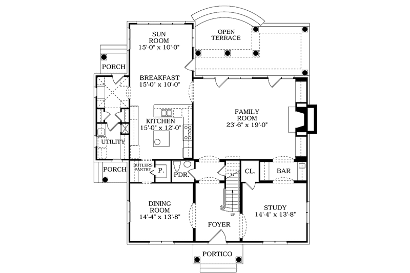 Architectural House Design - Floor Plan - Main Floor for Country House Plan #453-371 - 4 bed, 3.5 bath