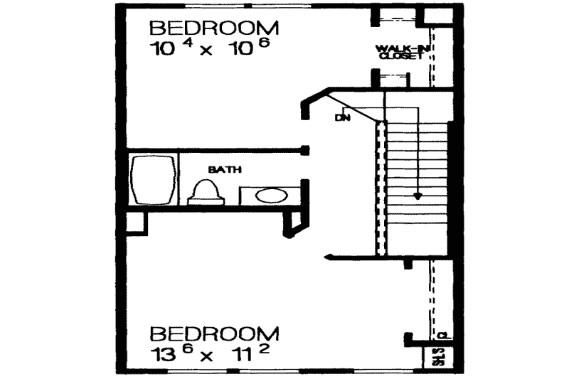 Dream House Plan - Floor Plan - Upper Floor for Colonial House Plan #72-475 - 2 bed, 1 bath